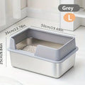 Bac à litière pour chat en acier inoxydable - Grey L