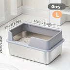 Bac à litière pour chat en acier inoxydable - Grey L