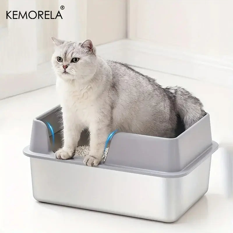 Bac à litière pour chat en acier inoxydable