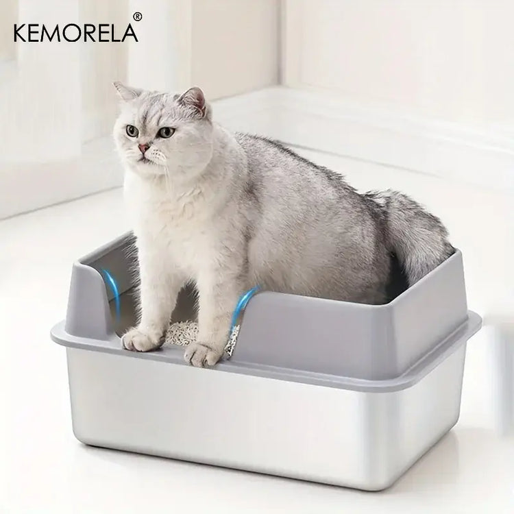 Bac à litière pour chat en acier inoxydable