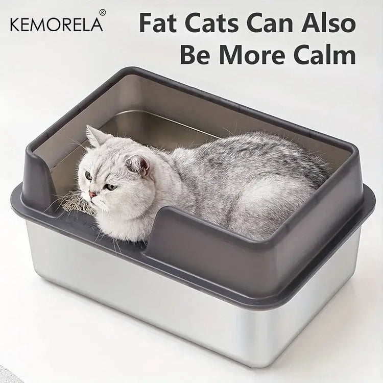 Bac à litière pour chat en acier inoxydable