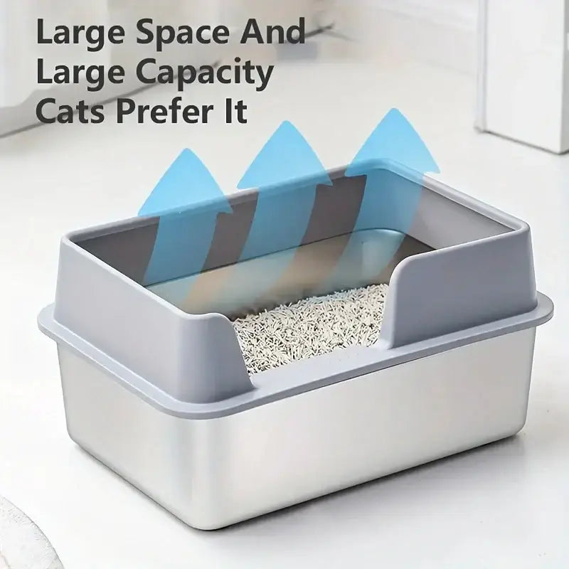 Bac à litière pour chat en acier inoxydable