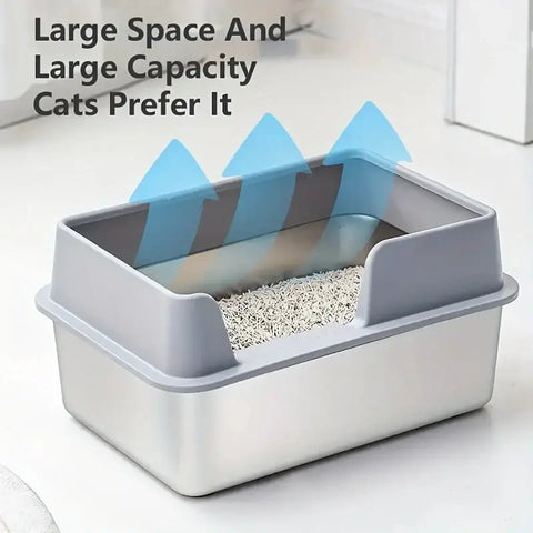 Bac à litière pour chat en acier inoxydable