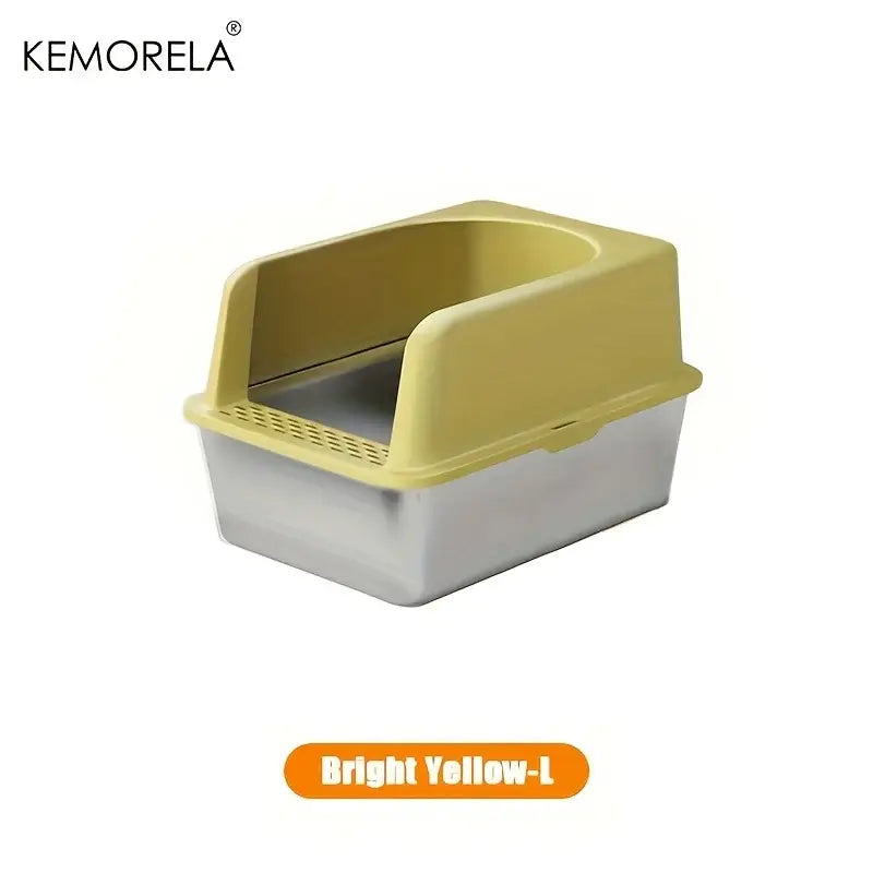 Bac litière inox avec couvercle - Bright Yellow L