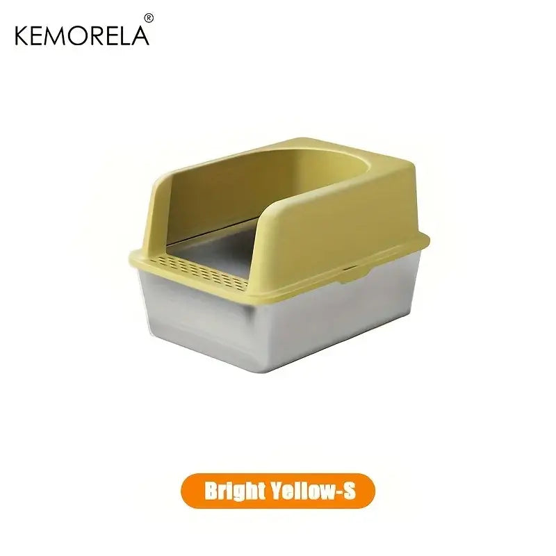 Bac litière inox avec couvercle - Bright Yellow S
