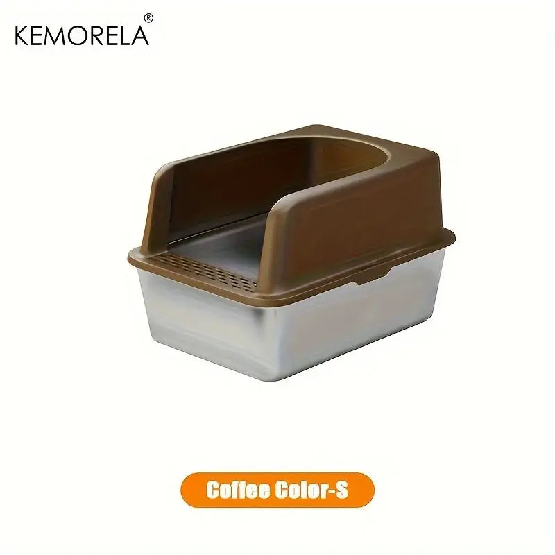 Bac litière inox avec couvercle - Coffee Color S