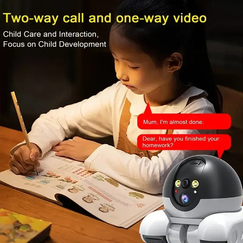 Caméra robot double objectif pour bébés et animaux