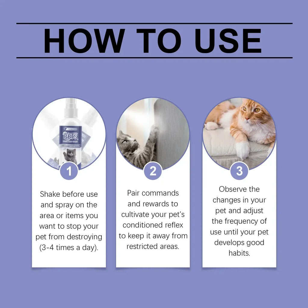 Cat Anti-Scratching Spray -Bitter Formula Deters Licking Repels Pets from Scratching & Biting Protects Furniture
