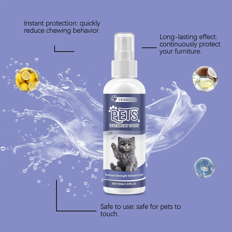 Cat Anti-Scratching Spray -Bitter Formula Deters Licking Repels Pets from Scratching & Biting Protects Furniture
