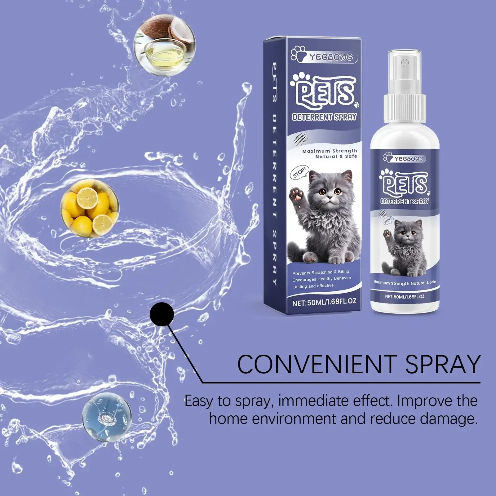 Cat Anti-Scratching Spray -Bitter Formula Deters Licking Repels Pets from Scratching & Biting Protects Furniture