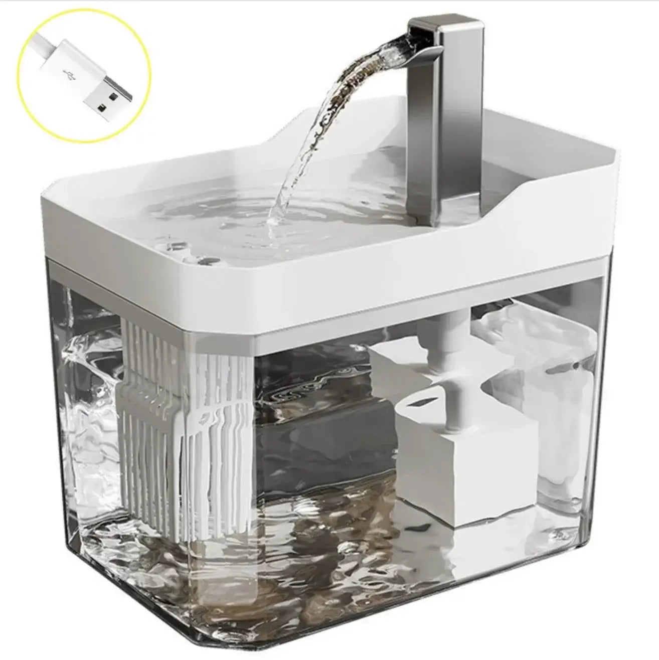 Cat auto water dispenser 1.5L w/ pump filter silent Pet drinking water equipment for cats & small dogs,6 filters,1 year