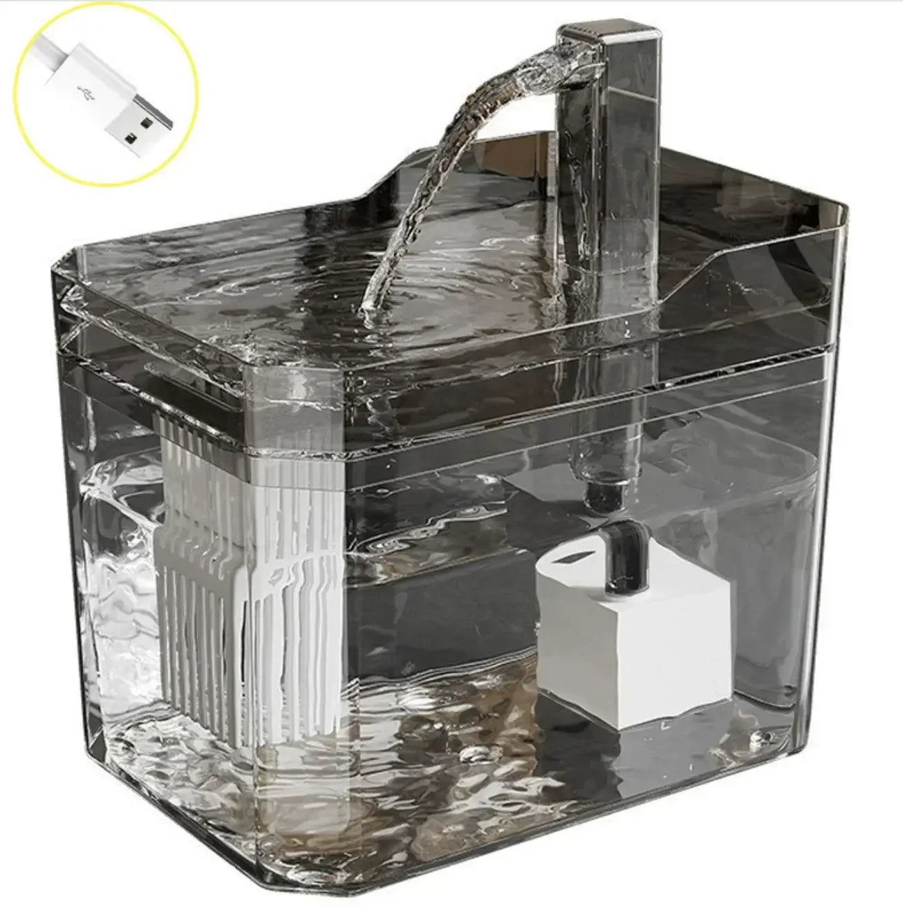 Cat auto water dispenser 1.5L w/ pump filter silent Pet drinking water equipment for cats & small dogs,6 filters,1 year
