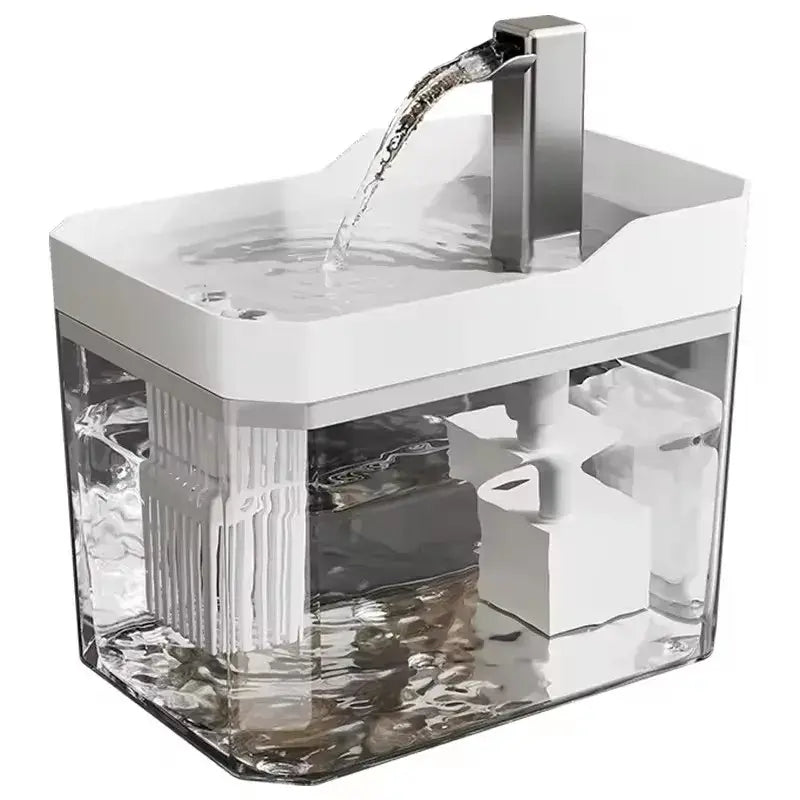 Cat auto water dispenser 1.5L w/ pump filter silent Pet drinking water equipment for cats & small dogs,6 filters,1 year