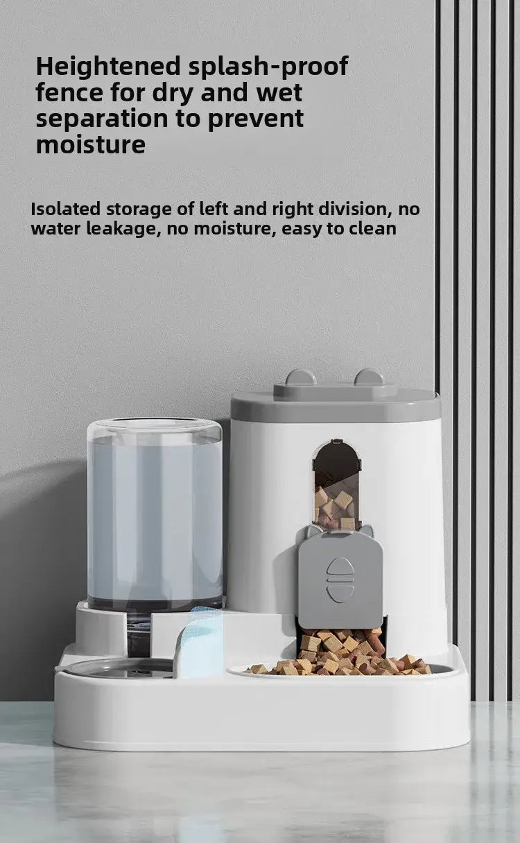 Cat Bowl Automatic Feeder with Spill Proof Design with Water Fountain Pet Food Dispenser for Small Medium Large Cats