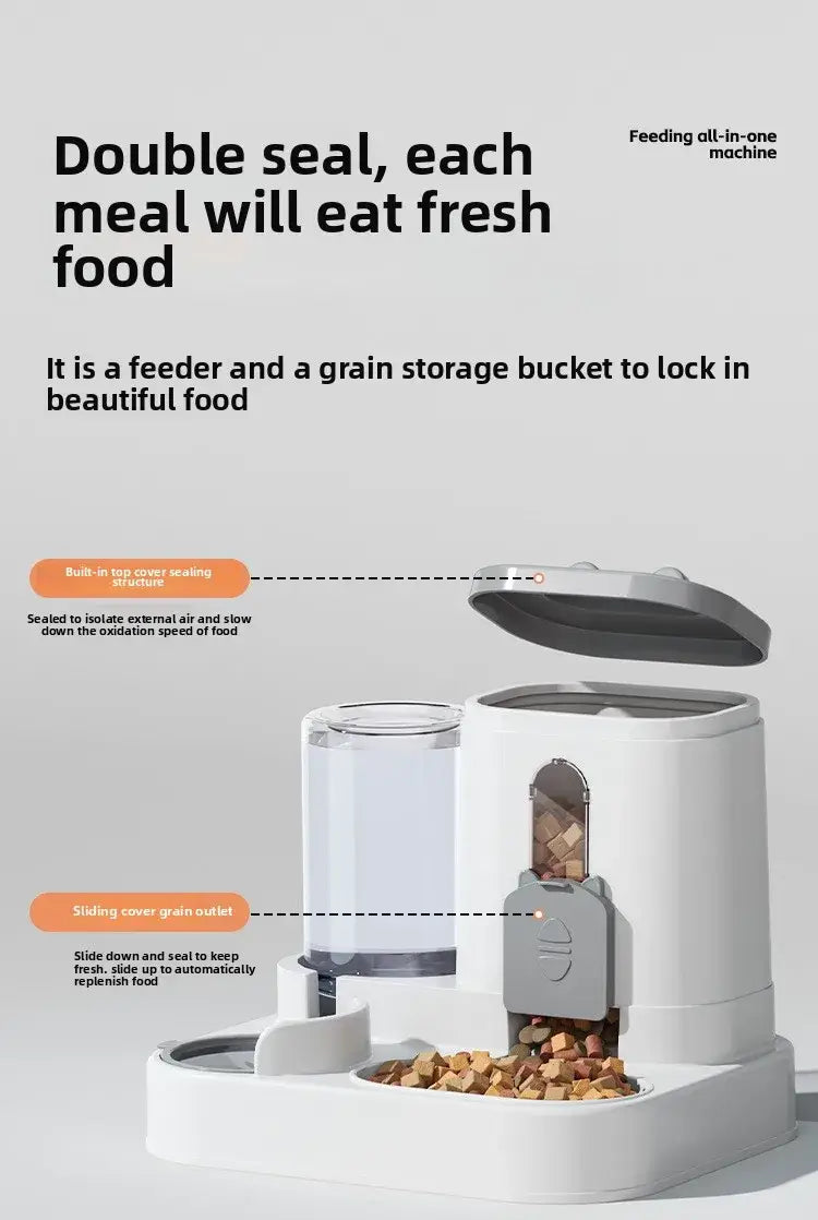 Cat Bowl Automatic Feeder with Spill Proof Design with Water Fountain Pet Food Dispenser for Small Medium Large Cats