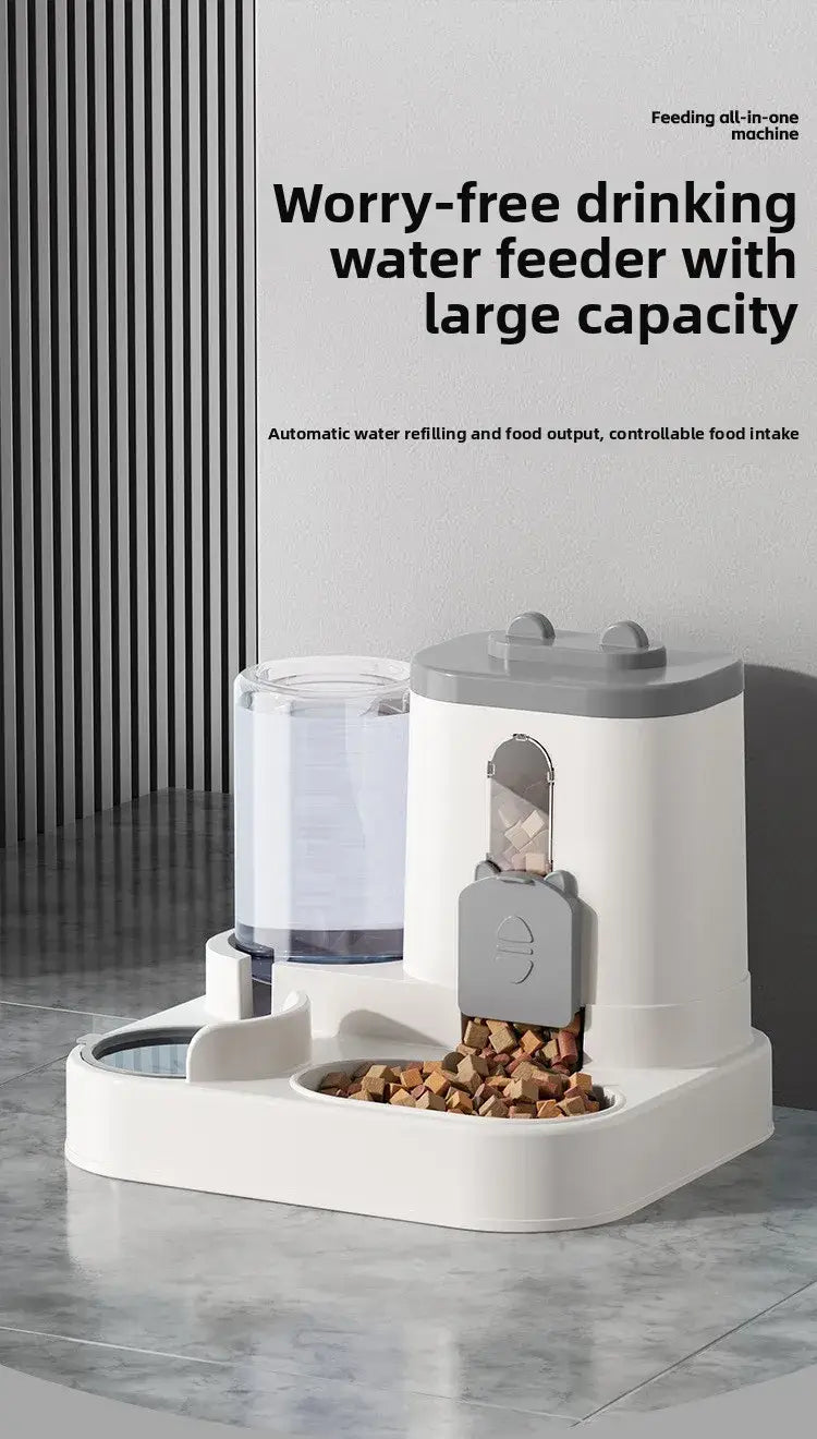 Cat Bowl Automatic Feeder with Spill Proof Design with Water Fountain Pet Food Dispenser for Small Medium Large Cats