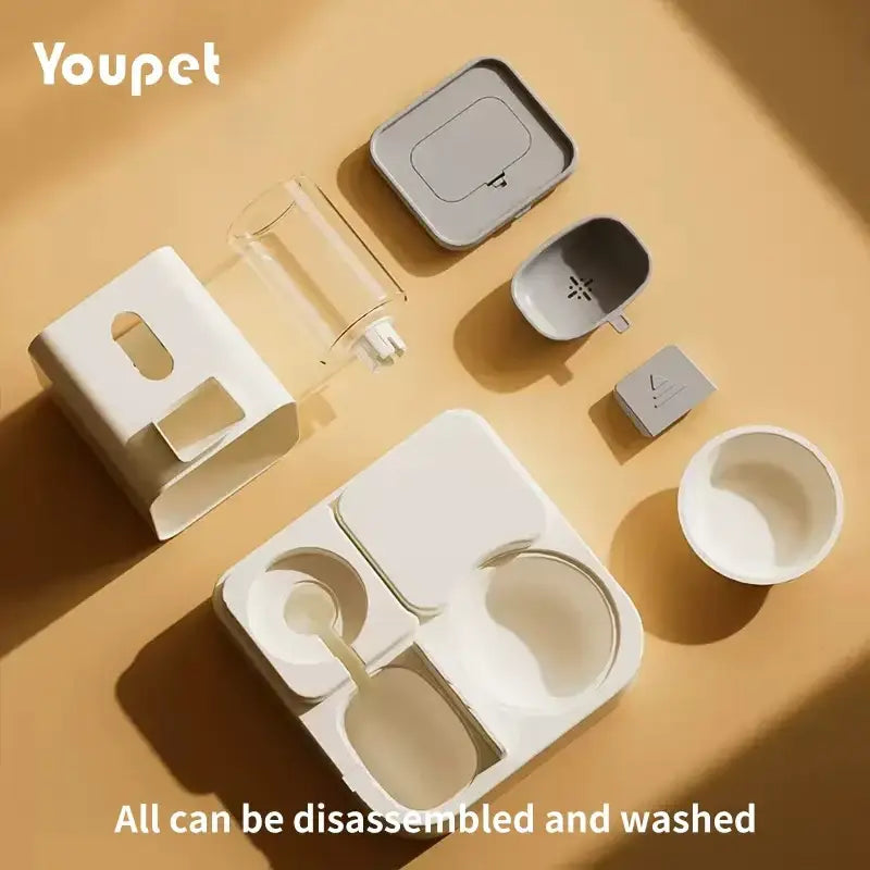 Cat Bowl Automatic Feeder with Spill Proof Design with Water Fountain Pet Food Dispenser for Small Medium Large Cats