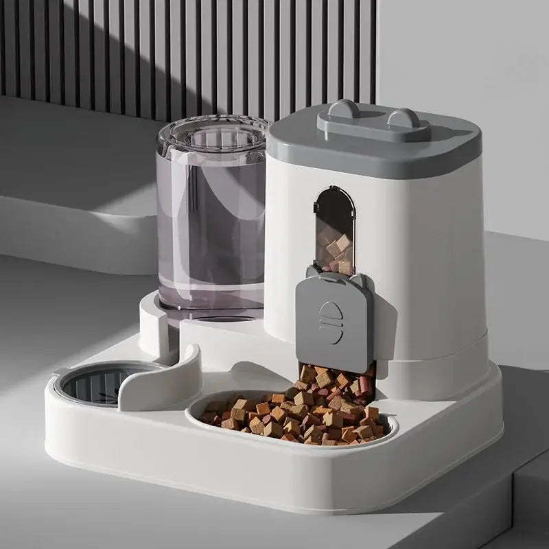 Cat Bowl Automatic Feeder with Spill Proof Design with Water Fountain Pet Food Dispenser for Small Medium Large Cats