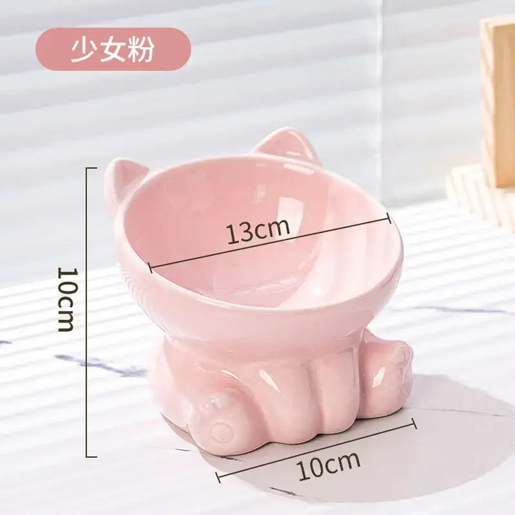 Cat Bowl Pet Accessories Ceramic Diagonal High Feet Cute Protection Cervical Spine Dog Bowl Drink Water Bowl Pet