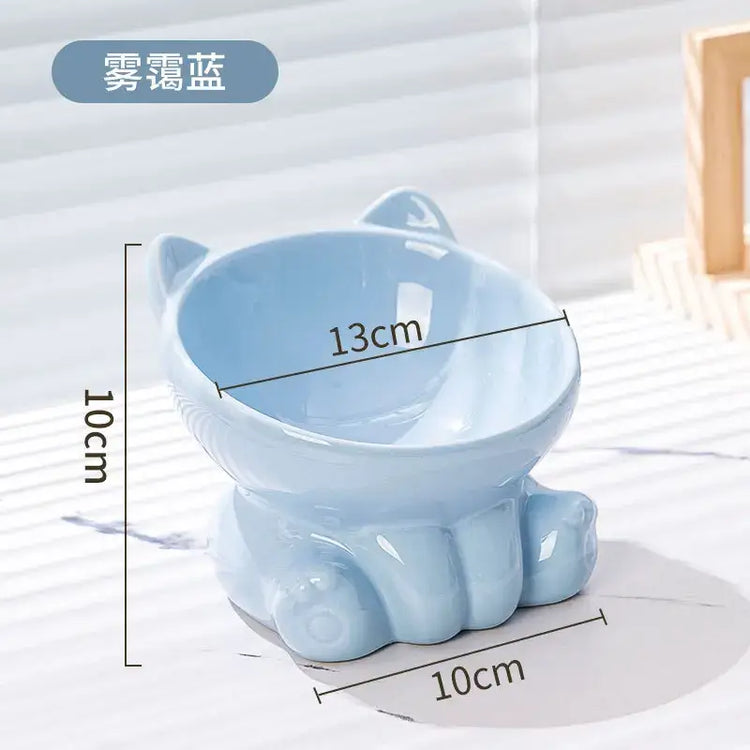 Cat Bowl Pet Accessories Ceramic Diagonal High Feet Cute Protection Cervical Spine Dog Bowl Drink Water Bowl Pet