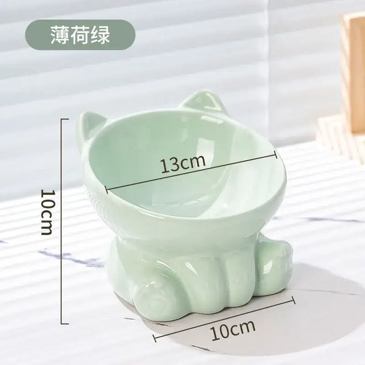 Cat Bowl Pet Accessories Ceramic Diagonal High Feet Cute Protection Cervical Spine Dog Bowl Drink Water Bowl Pet