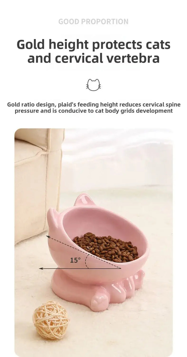 Cat Bowl Pet Accessories Ceramic Diagonal High Feet Cute Protection Cervical Spine Dog Bowl Drink Water Bowl Pet