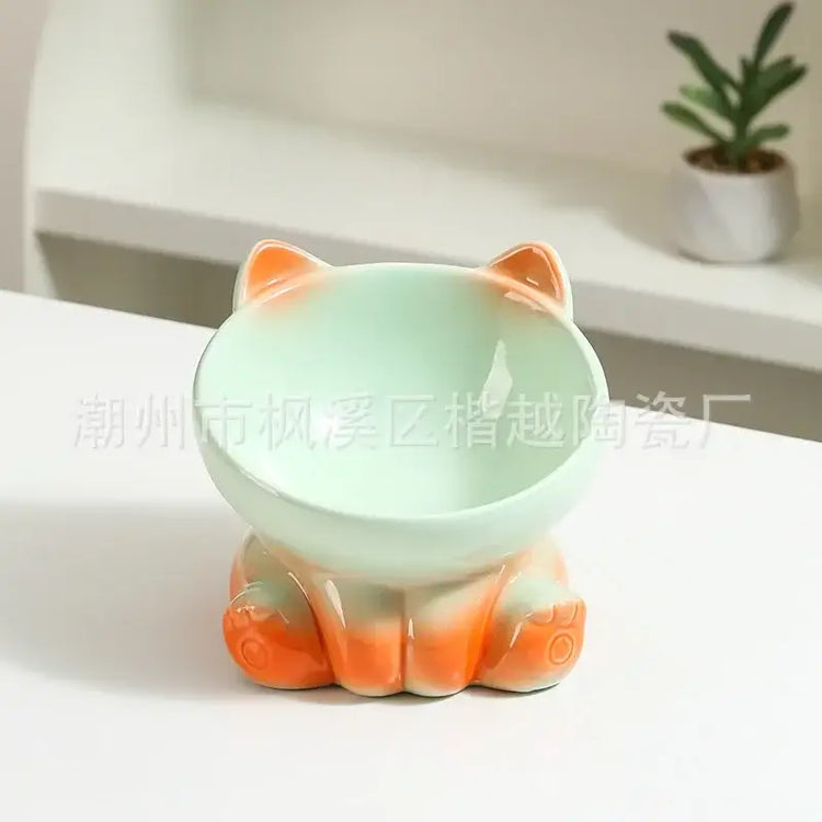 Cat Bowl Pet Accessories Ceramic Diagonal High Feet Cute Protection Cervical Spine Dog Bowl Drink Water Bowl Pet