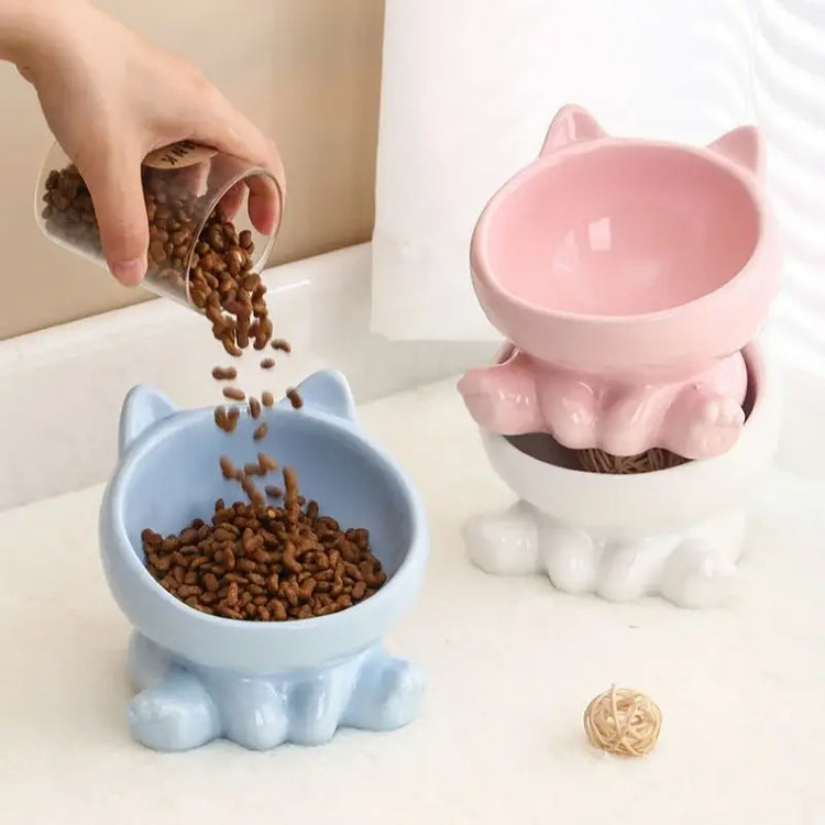 Cat Bowl Pet Accessories Ceramic Diagonal High Feet Cute Protection Cervical Spine Dog Bowl Drink Water Bowl Pet