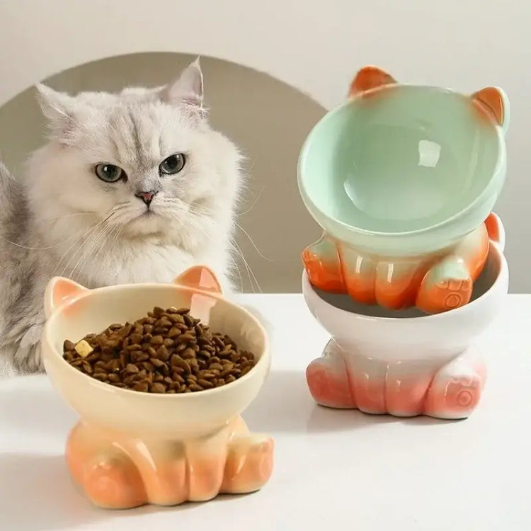 Cat Bowl Pet Accessories Ceramic Diagonal High Feet Cute Protection Cervical Spine Dog Bowl Drink Water Bowl Pet