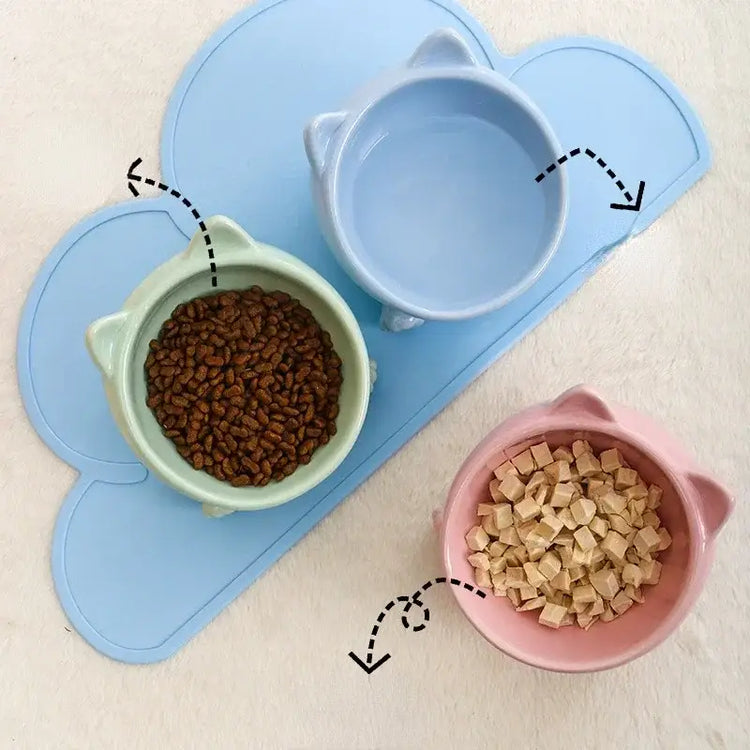 Cat Bowl Pet Accessories Ceramic Diagonal High Feet Cute Protection Cervical Spine Dog Bowl Drink Water Bowl Pet