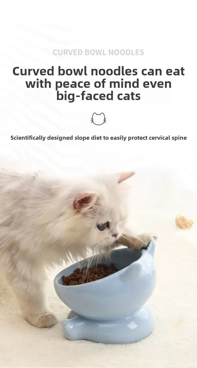 Cat Bowl Pet Accessories Ceramic Diagonal High Feet Cute Protection Cervical Spine Dog Bowl Drink Water Bowl Pet