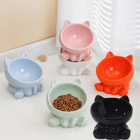Cat Bowl Pet Accessories Ceramic Diagonal High Feet Cute Protection Cervical Spine Dog Bowl Drink Water Bowl Pet