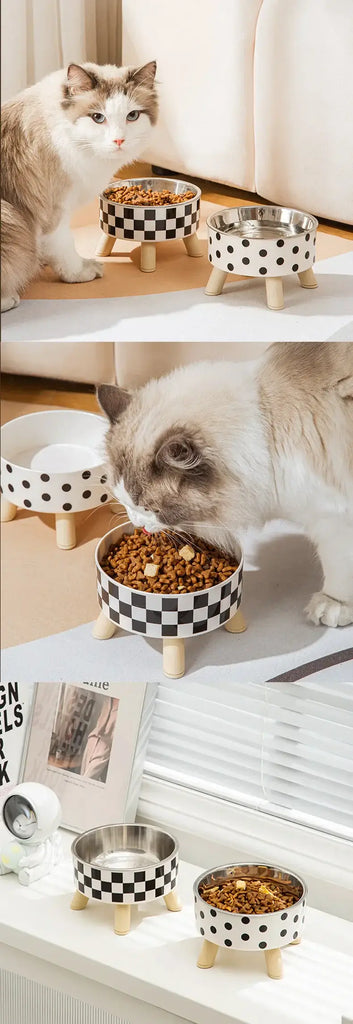 Cat Bowls New Stainless Steel Raised Cat Bowl Pet Food and Water Bowls Anti-Slip Pet Feeders for Cats and Dogs Pet