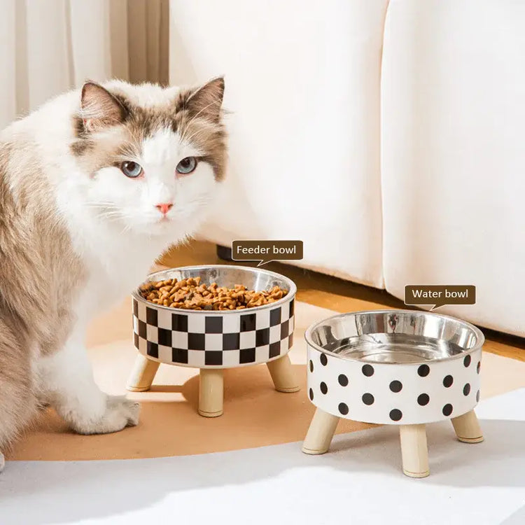 Cat Bowls New Stainless Steel Raised Cat Bowl Pet Food and Water Bowls Anti-Slip Pet Feeders for Cats and Dogs Pet