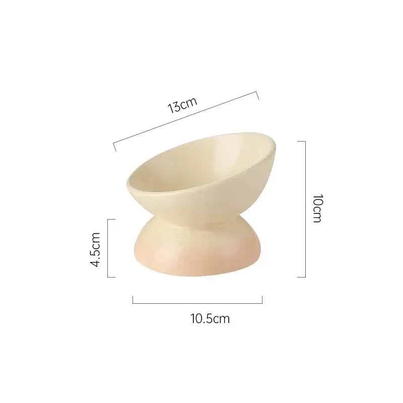Cat Ceramic Bowl Gradient Pet Food Water Feeders Small Dogs Drinking Eating Supplies Raised Tilted Cats Puppy Feeding