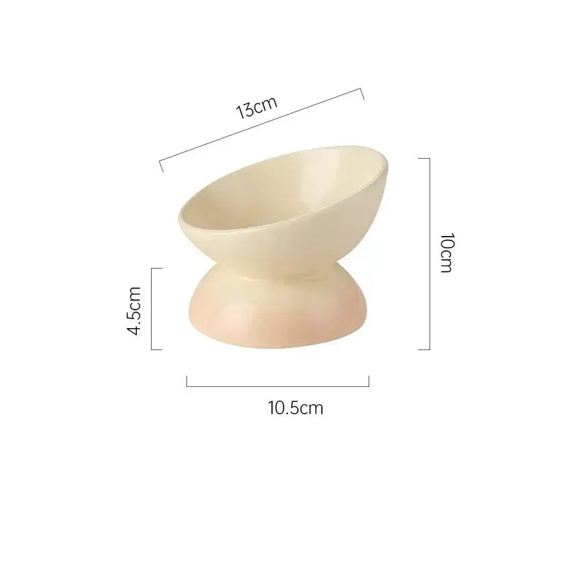 Cat Ceramic Bowl Gradient Pet Food Water Feeders Small Dogs Drinking Eating Supplies Raised Tilted Cats Puppy Feeding