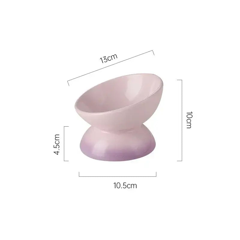 Cat Ceramic Bowl Gradient Pet Food Water Feeders Small Dogs Drinking Eating Supplies Raised Tilted Cats Puppy Feeding
