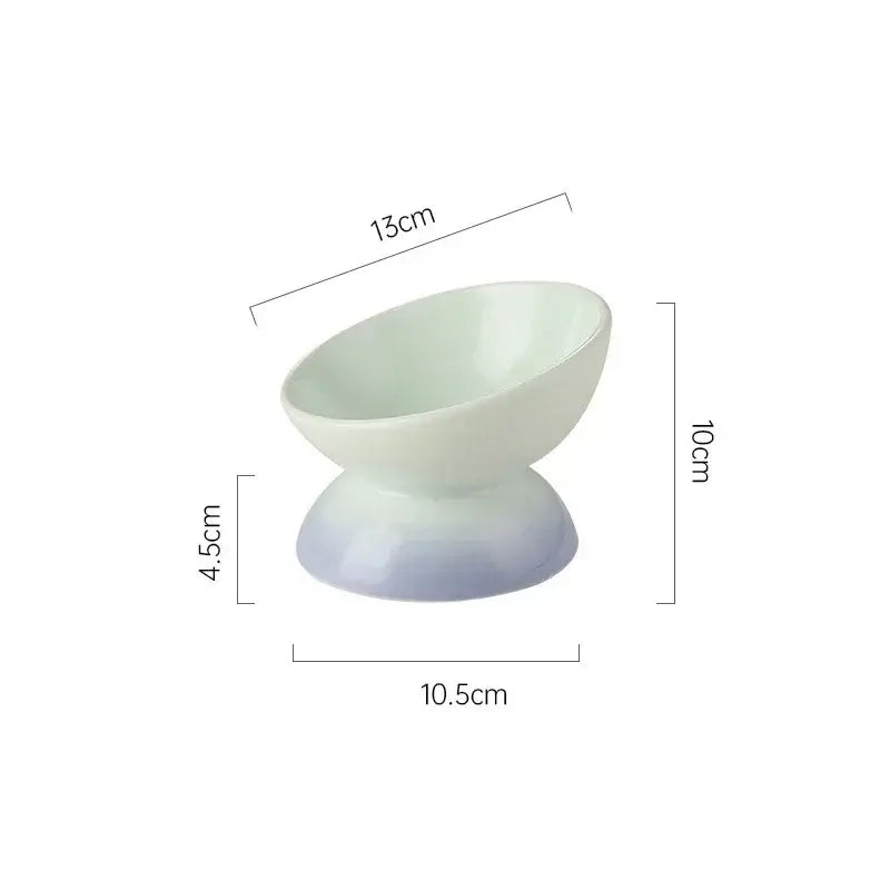 Cat Ceramic Bowl Gradient Pet Food Water Feeders Small Dogs Drinking Eating Supplies Raised Tilted Cats Puppy Feeding