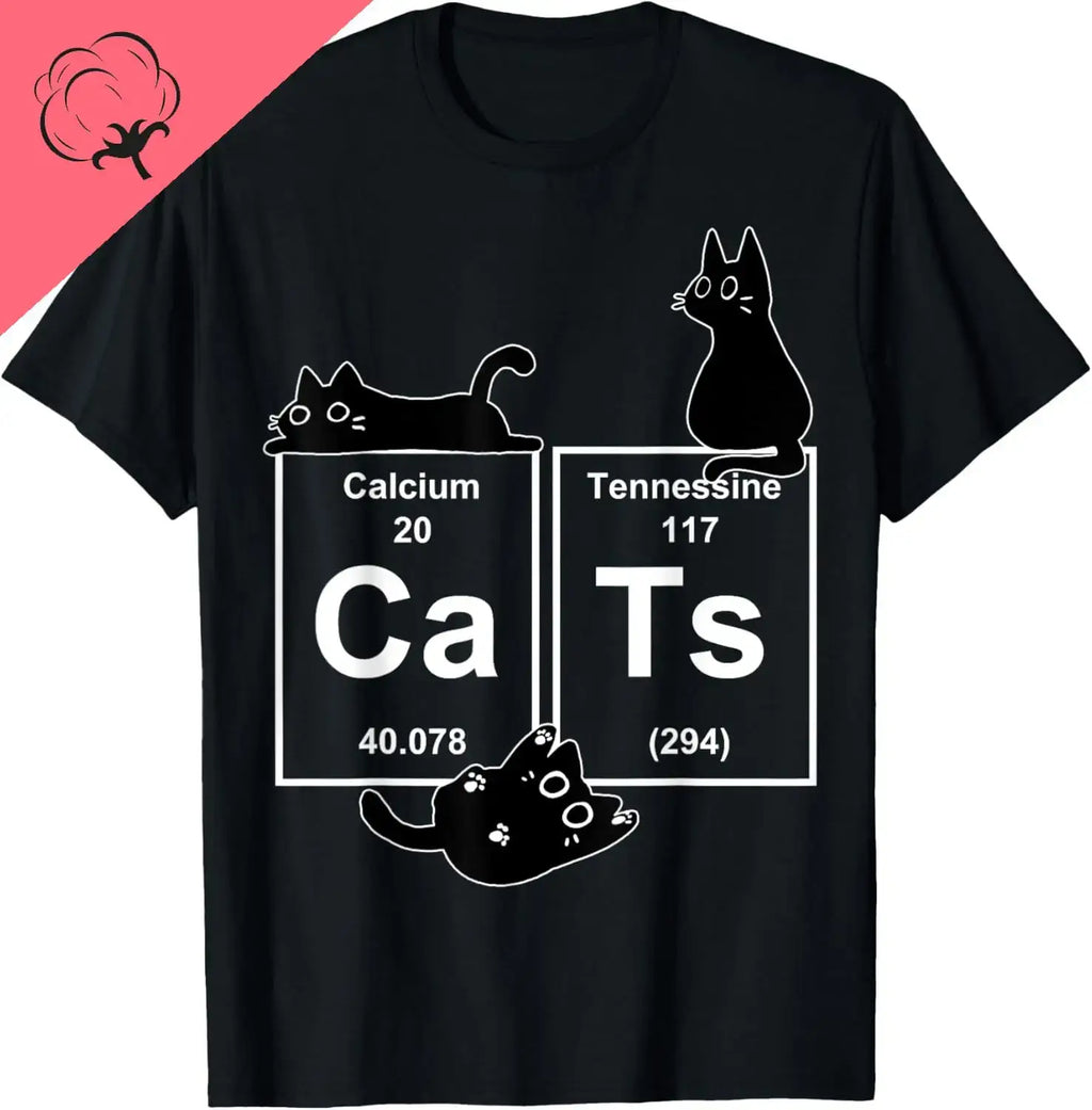 Cat Chemistry Periodic Table Funny Gifts Cat Dad Cat Mom T-Shirt Kawayi Short Sleeve Cotton Breathable and Comfortable