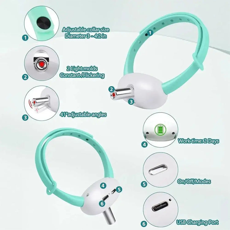 Cat Collar Laser Toy with Red Light Interactive Cat Laser Toy for Bored Indoor Cats Rechargeable Electric Laser Collar