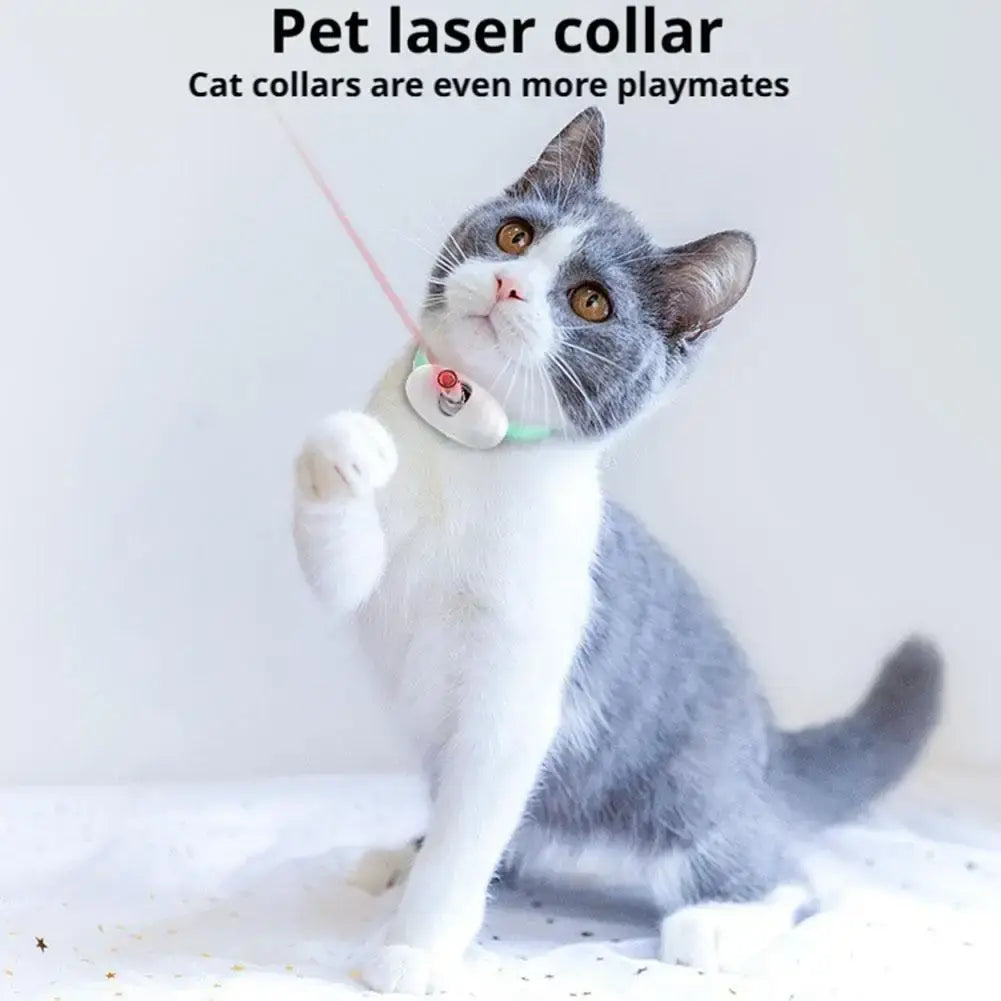 Cat Collar Laser Toy with Red Light Interactive Cat Laser Toy for Bored Indoor Cats Rechargeable Electric Laser Collar