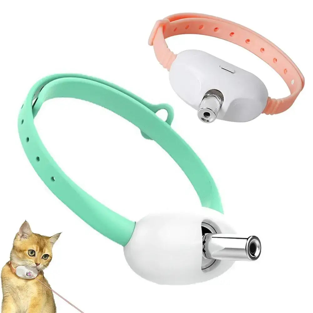 Cat Collar Laser Toy with Red Light Interactive Cat Laser Toy for Bored Indoor Cats Rechargeable Electric Laser Collar