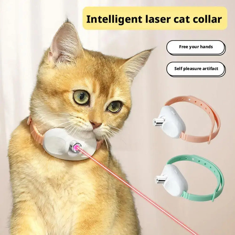Cat Collar Laser Toy with Red Light Interactive Cat Laser Toy for Bored Indoor Cats Rechargeable Electric Laser Collar