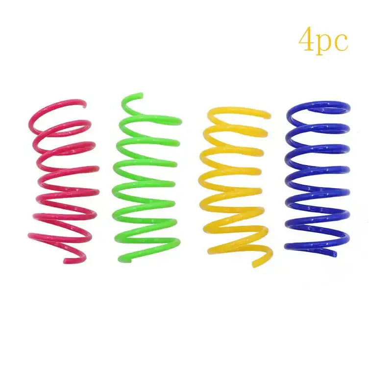 Cat color plastic spring cat toy color spring jumping cat toy toy scratch-resistant and bite cat pet supplies - 4pc