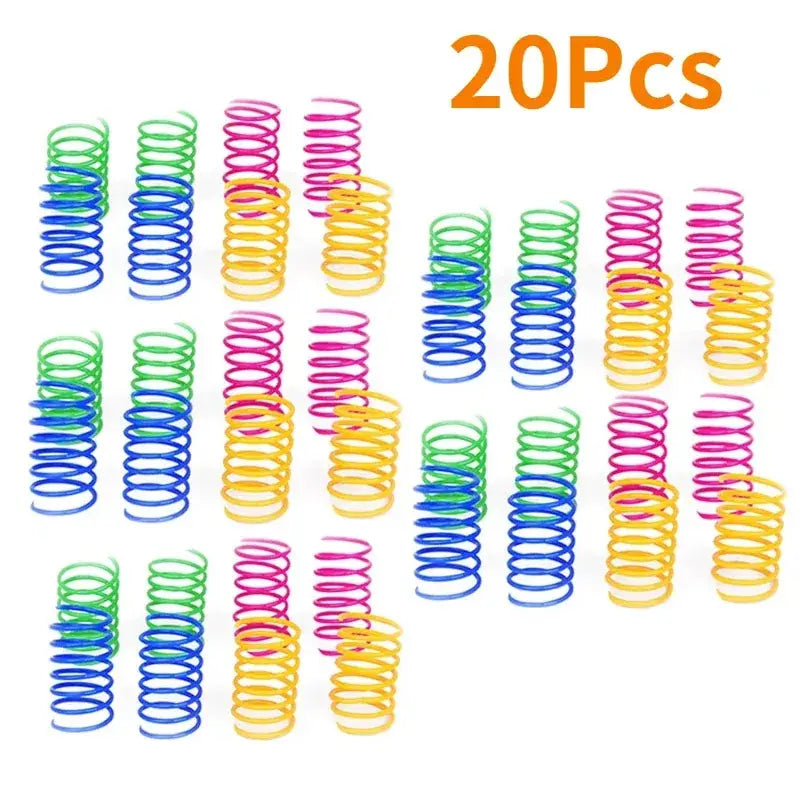 Cat color plastic spring cat toy color spring jumping cat toy toy scratch-resistant and bite cat pet supplies - 20pc
