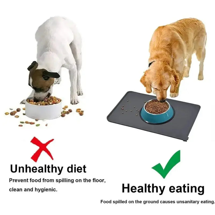 Cat Dog Food Mat For Pet Feeding Bowl Floors Waterproof Non Slip Silicone Pet Bowl Mat - High-Lipped Non-Stick