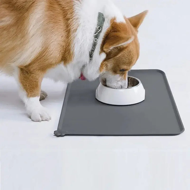 Cat Dog Food Mat For Pet Feeding Bowl Floors Waterproof Non Slip Silicone Pet Bowl Mat - High-Lipped Non-Stick