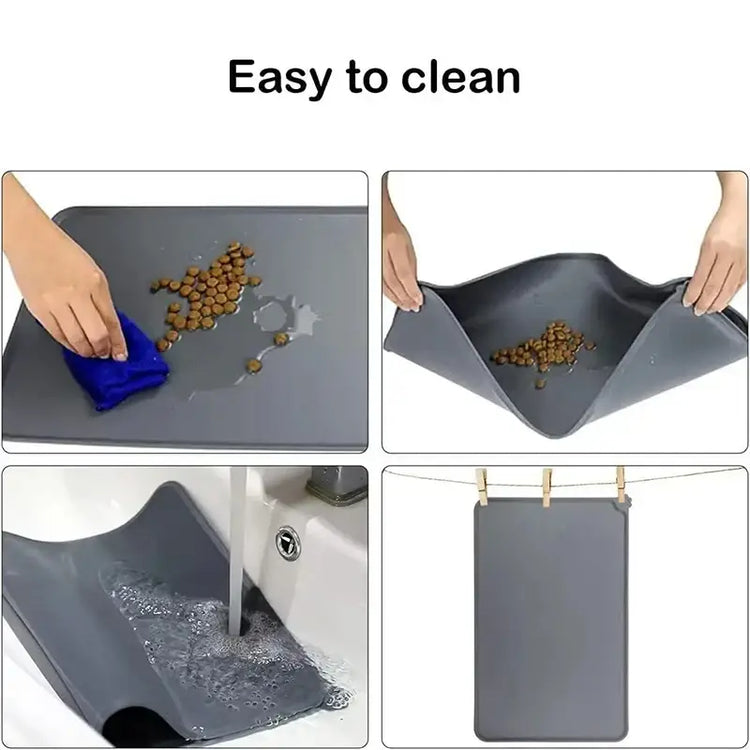 Cat Dog Food Mat For Pet Feeding Bowl Floors Waterproof Non Slip Silicone Pet Bowl Mat - High-Lipped Non-Stick