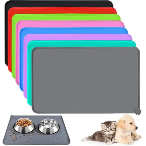 Cat Dog Food Mat For Pet Feeding Bowl Floors Waterproof Non Slip Silicone Pet Bowl Mat - High-Lipped Non-Stick