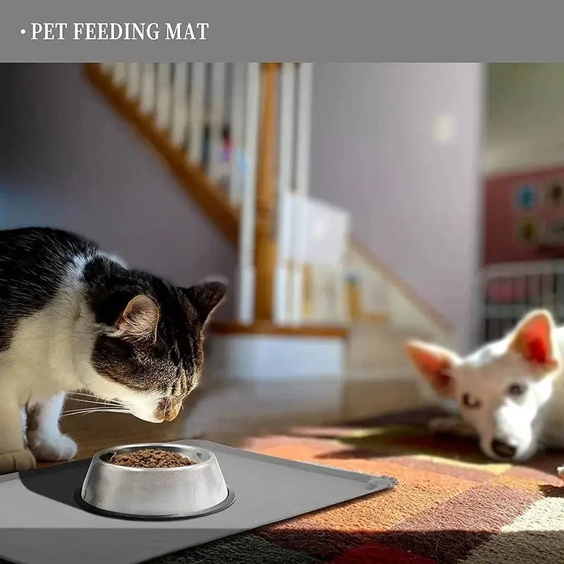 Cat Dog Food Mat For Pet Feeding Bowl Floors Waterproof Non Slip Silicone Pet Bowl Mat - High-Lipped Non-Stick